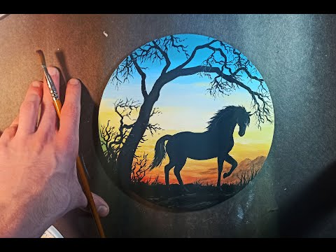 oil painting sunset for beginners / horse / step by step / ზეთის საღებავებით ხატვა